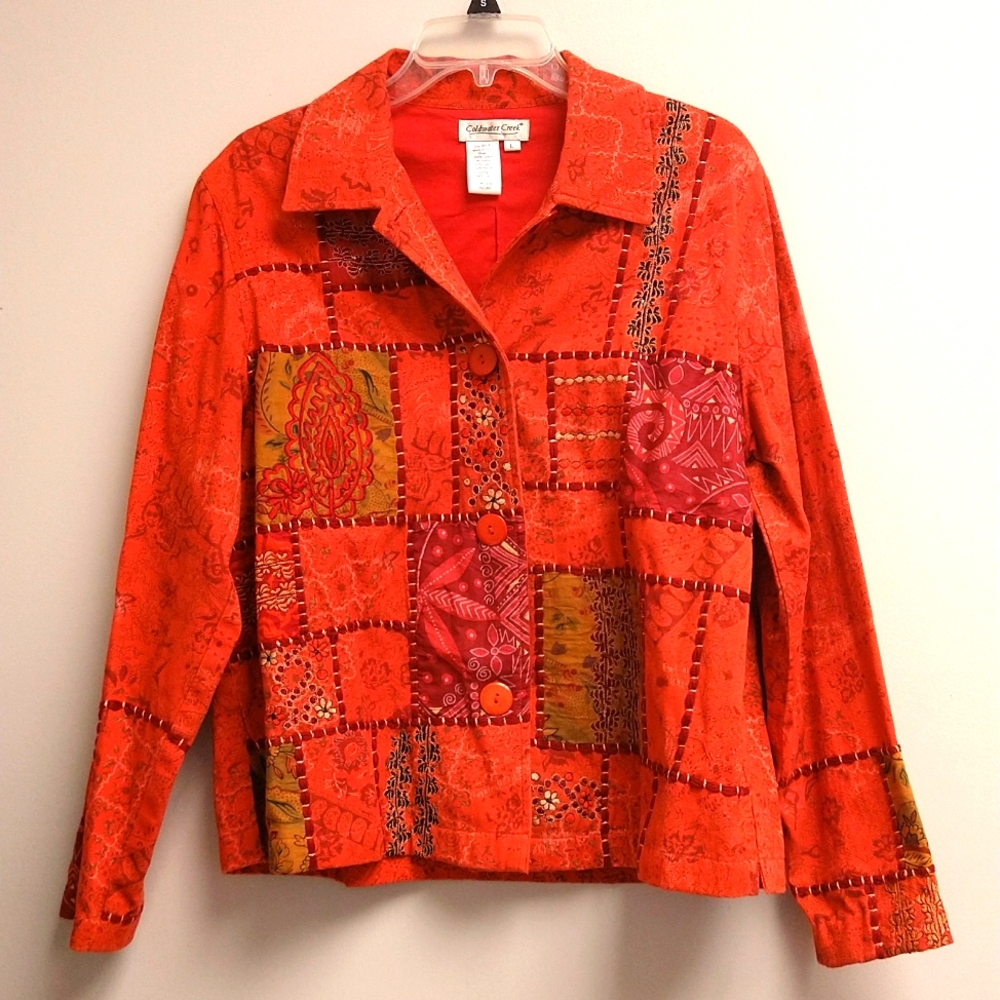 Adorable red patched Coldwater Creek jacket